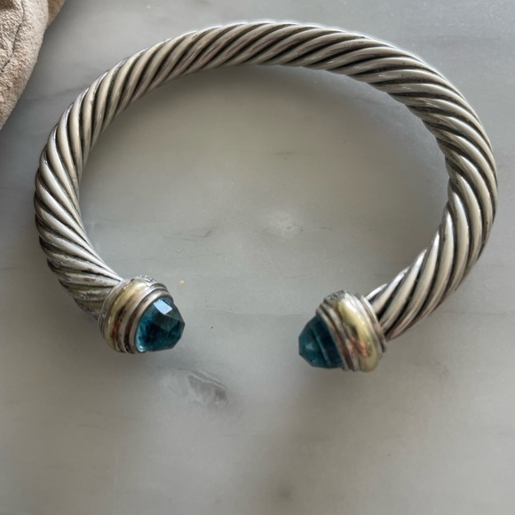 David Yurman Jewelry - David Yurman Silver Bracelet with Blue Topaz